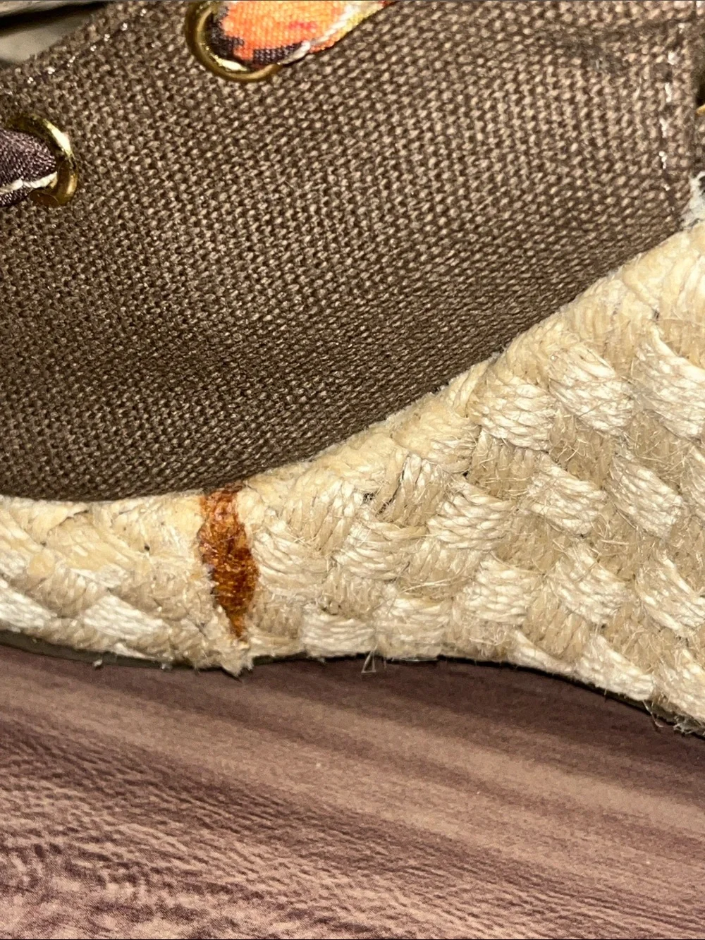 Xhileration Brown Espadrille Wedge Slingback with Floral Bow Accent